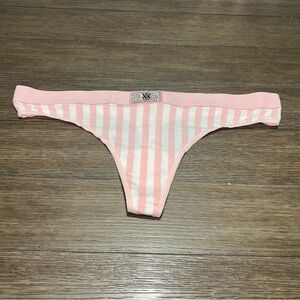 NWT VICTORIA'S SECRET VERY SEXY High Cut Leg Low Rise Thong Panty Pink Stripe XL
